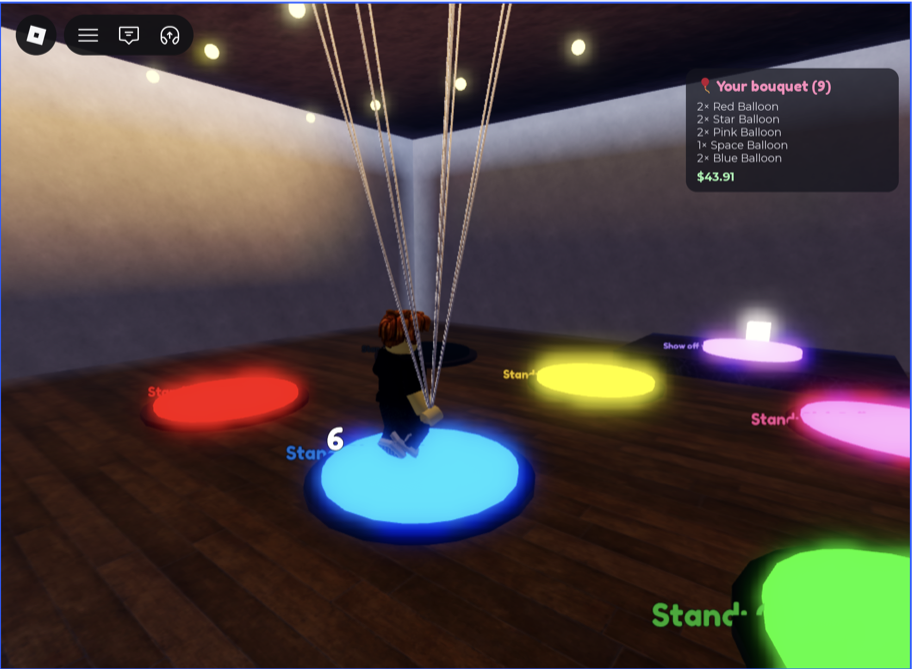 Standing on a glowing pad with a countdown